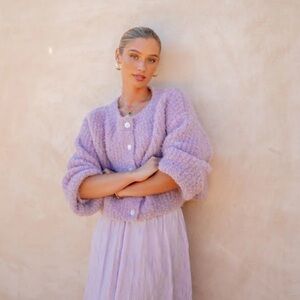 VRG GRL Elsie knit cardigan in lilac